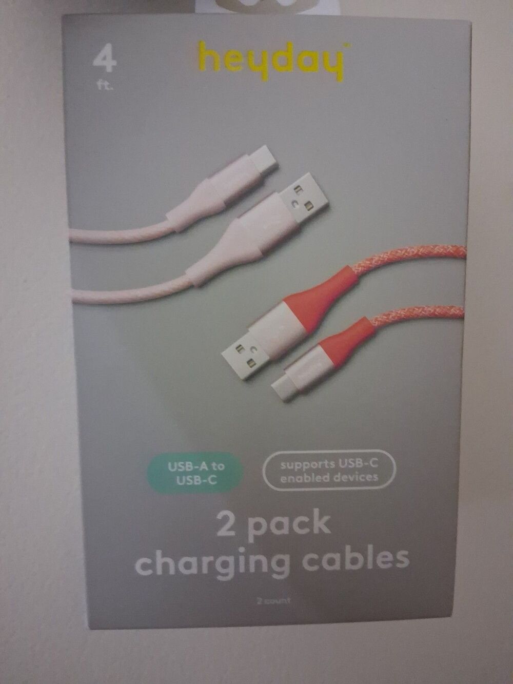 heyday - 2 pk USB-C to USB-C Braided Charging Cable - 10FT